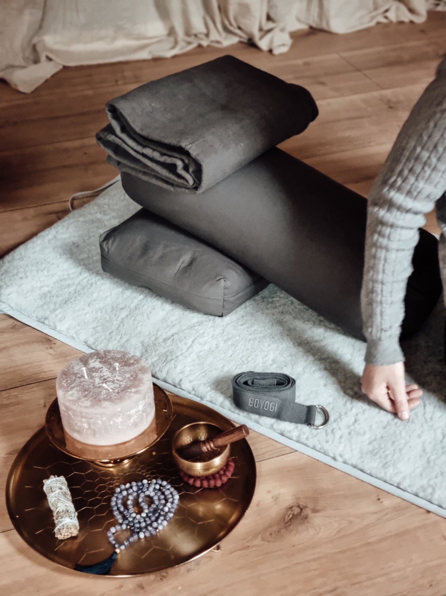 Calm Rectangular Yoga Bolster - Grey