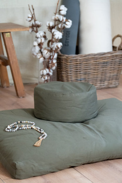 Begin meditation Round Cushion Bundle - Dark Olive