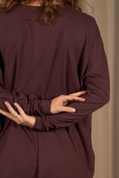 Lion Drapy Tee - Dark Plum