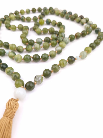 Mantra Mala i New Jade med pauser og Guru af Amazonit